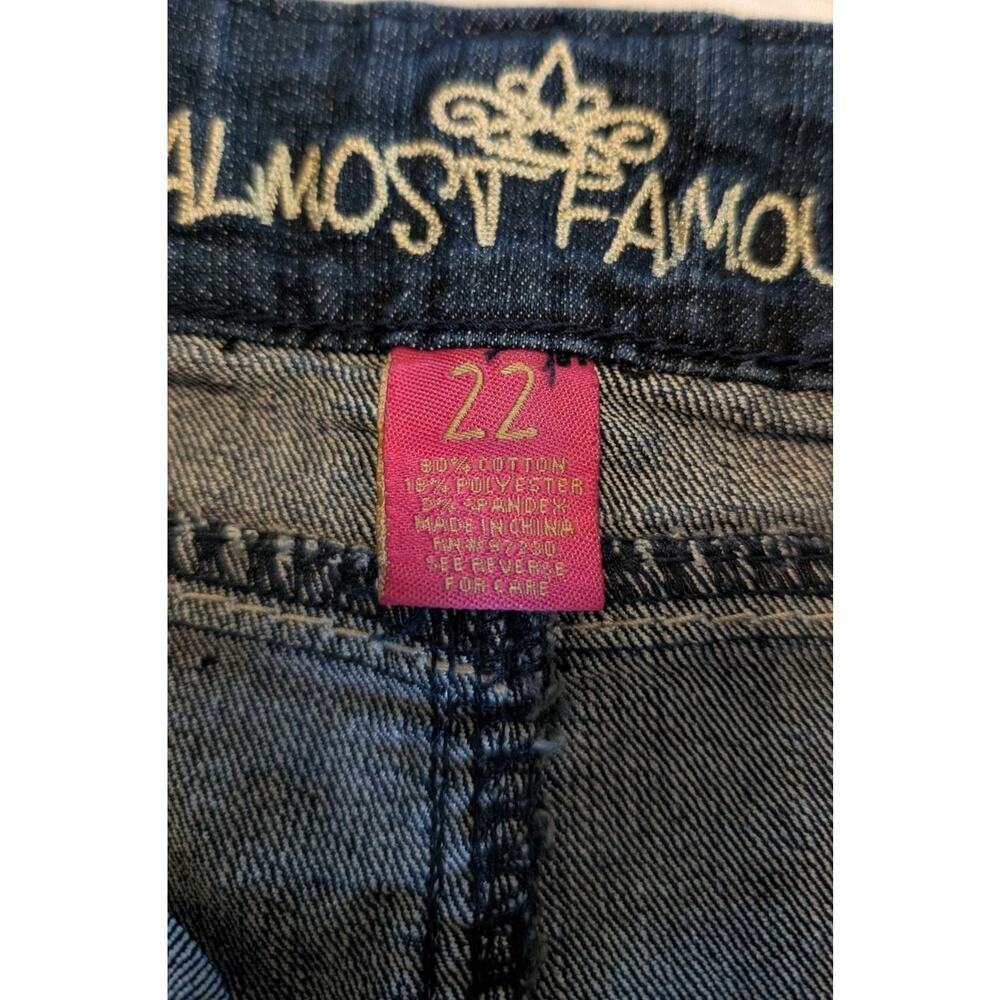 Almost Famous Distressed Stretch Denim Mini Skirt Pockets Plus Size 22 - Picture 5 of 10